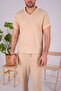 Men's Special Wrinkle Crinkle Fabric Summer Lycra Short Sleeve T-Shirt Tracksuit Set - 2