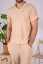 Men's Special Wrinkle Crinkle Fabric Summer Lycra Short Sleeve T-Shirt Tracksuit Set
