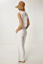 Tie Detailed Blouse Trousers Set Ecru Lrv0104 - 4