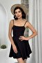 Women's Black Strap Flared Back Tie Mini Homecoming Dress 362 - 2