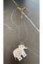 Pearlescent White Colored Seashell Decorated Elephant Shaped Dolphin Gold Accessory Threaded Epoxy Necklace - 6