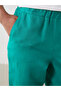 Lcw Vision Green Women's Linen Trousers with Elastic Waist - 3