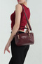 Stylishly Designed Zippered Lined Women's Hand and Shoulder Bag Claret Red - 2