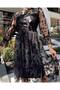 Women's Imported Tulle Fabric Collar Brooch Detail Lined Special Design Dress - 3