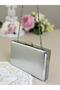 New Model Silver Color Shiny Patterned Chain Strap Handle Women's Evening Dress Bag - 7