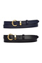 100% Genuine Leather Set of 2 Gold Color Set Buckle 2cm Women's Belt Navy Blue, Black_ Lock_Gold - 2