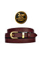 100% Genuine Leather Gold Color Suit Bridge Claret Red Women's Belt 2cm Fits All Outfits_Düz-Gold