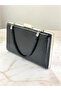 New Model Black Color Shiny Patterned Chain Strap Handle Women's Evening Dress Bag - 3