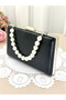New Model Black Color Shiny Patterned Chain Strap Handle Women's Evening Dress Bag - 3