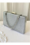 Dot Pattern Silver Gray Lame Color Women's Evening Dress Bag Wedding Engagement Graduation - 3