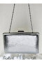 New Model Silver Color Shiny Patterned Chain Strap Handle Women's Evening Dress Bag - 6