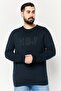 Harmont Blaine Jeans Men Crew Neck Long Sleeve Graphic Sweater, Navy