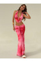 Hawaiian Pink Top Blouse-Lower Skirt Set - 4