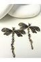 Gold Color Stone Detailed Dragonfly Earrings - 2