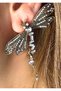 Gold Color Stone Detailed Dragonfly Earrings - 4