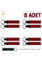 Name Written Leather Gift Keychain, Red & Navy Blue, Souvenir in Photo Exhibition, Set of 8