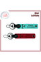 For Your Love That Shines Like Three Halves, Leather Keychain with Name X2, Turquoise-Red