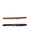 100% Genuine Leather Set of 2 Gold Color Set Buckle 2cm Women's Belt Brown, Black_ Lock_Gold - 7