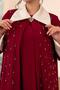 Pearl Embroidered Abaya Dress Double Set Red - 3
