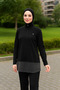 Allsea 4-Piece Black Full Covered Hijab Swimsuit Set – Bonnet, Top Swimsuit, Bottom Leggings, Bustier