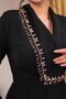 Collar Hand Embroidered Dress Trousers Black - 3