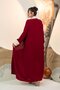 Pearl Embroidered Abaya Dress Double Set Red - 4