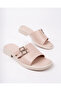 Stella Model Stone Buckle Detailed Daily Beige Women's Slippers - 5