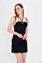 Black Lace Lined Dress with Cup Lacing Detail - 5