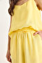 Women's Lemon Yellow Strap Woven Modal Blouse Trousers Bottom-Top Set 9298 60281024 - 6