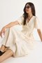 Women's Beige Double Breasted Closed Balloon Sleeve Long Muslin Dress 3034 60283364 - 2