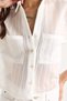 Women's White Self-Striped Double Pocket Detailed Viscose Crop Shirt 2110 60283409 - 5
