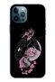 حافظة سيليكون شفافة متوافقة مع هاتف iPhone 12 Pro Max باللون الوردي والأسود