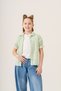 Girl's Scalloped Short Sleeve Shirt Double Suit 1812