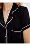Dream Black Shirt Collar Women's Pajama Set with Shorts - 4