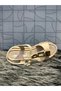 Castle 35157 Beige Cream Pole Buckle Detail Wedge Heel Laced Daily Orthopedic Sandals Shoes - 6