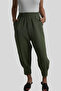 Khaki Elastic Waist Muslin Trousers - 4