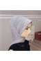 Gray Drapesi Silver Glitter Scarf Type Shawl Model Ready Veil Ready Shawl Ready Turban - 3