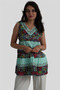 Turquoise Thick Strap Embroidery Detailed Half Button Bohemian Blouse - 4