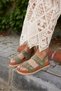 Adito Women's Green Real Suet Eva Sole Leather Sandals - 8