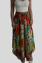 Orange Color Gold Detailed Silk Long Skirt - 2