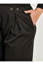 Plus Size Solid Pleated Wide Leg Pants with Button Detail - 3