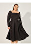 Plus Size Embellished Bow Detail Pleated A-Line Midi Dress - 3