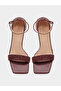 Pleated Ankle Strap Block Heel Sandals - 6