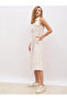 Striped Sleeveless Shirt Midi Dress with Pockets - 3