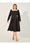 Plus Size Embellished Bow Detail Pleated A-Line Midi Dress - 2