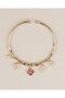 Fiora Adjustable Pink Floral Charm Handcuff Bracelet - 3
