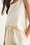 Women's Beige Thick Strap Blouse Elastic Waist Pocket Detailed Shorts Muslin Set 3310 60283414 - 7