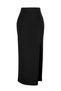 Women's Black Crepe Slit Detailed Maxi High Waist Stretchy Knitted Skirt - 3