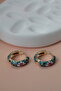 Enamel Flower Detailed Hoop Earrings - 2