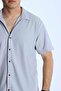Ribbed Short Sleeve Shirt Light Gray - 6